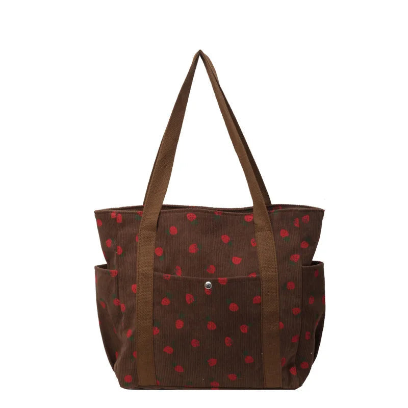 Ingvn  Fashionable Beautiful Corduroy Shoulder Bag Personalized High Grade Commuting Handbag Casual Simple Large Capacity Mommy Bag