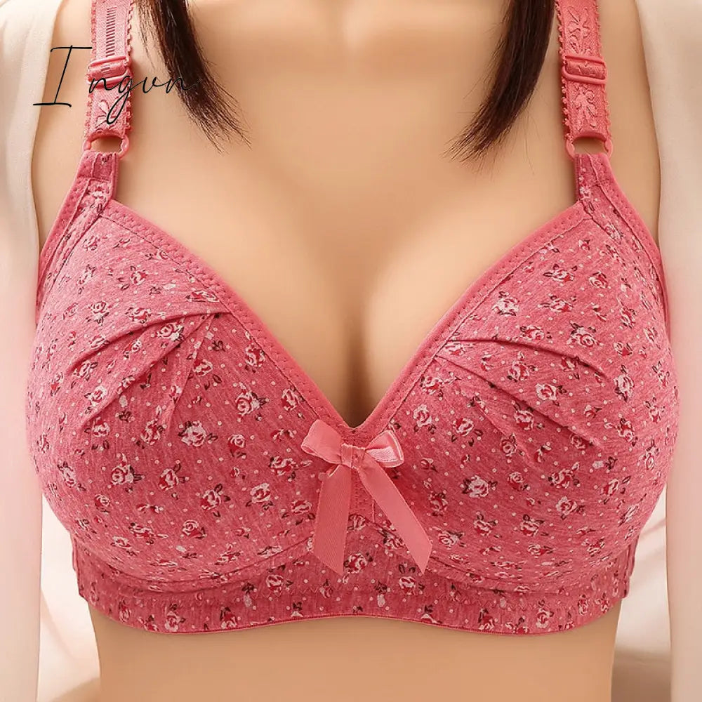 Ingvn - Plus Size Bra for Women Underwear Wire Free Comfort Push Up Bras Female Sexy Lingerie Soft Thin Breathable Black Red Bralette