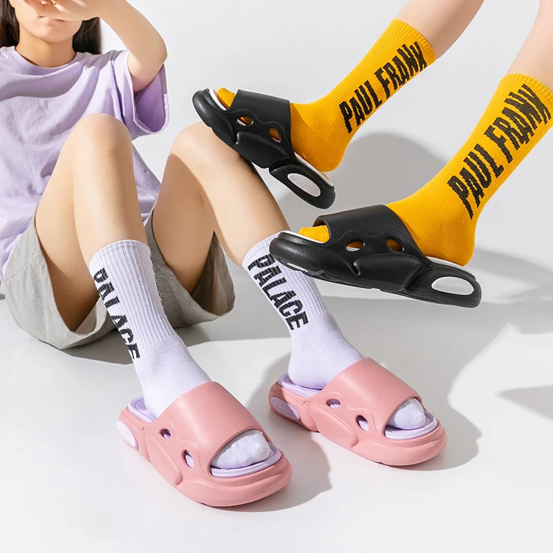 Ingvn  Fashion Mix Color Unisex Outdoor Slippers  Summer Eva Thick Sole Beach Slides Woman Non Slip Flip-Flops Couple Home Shoes
