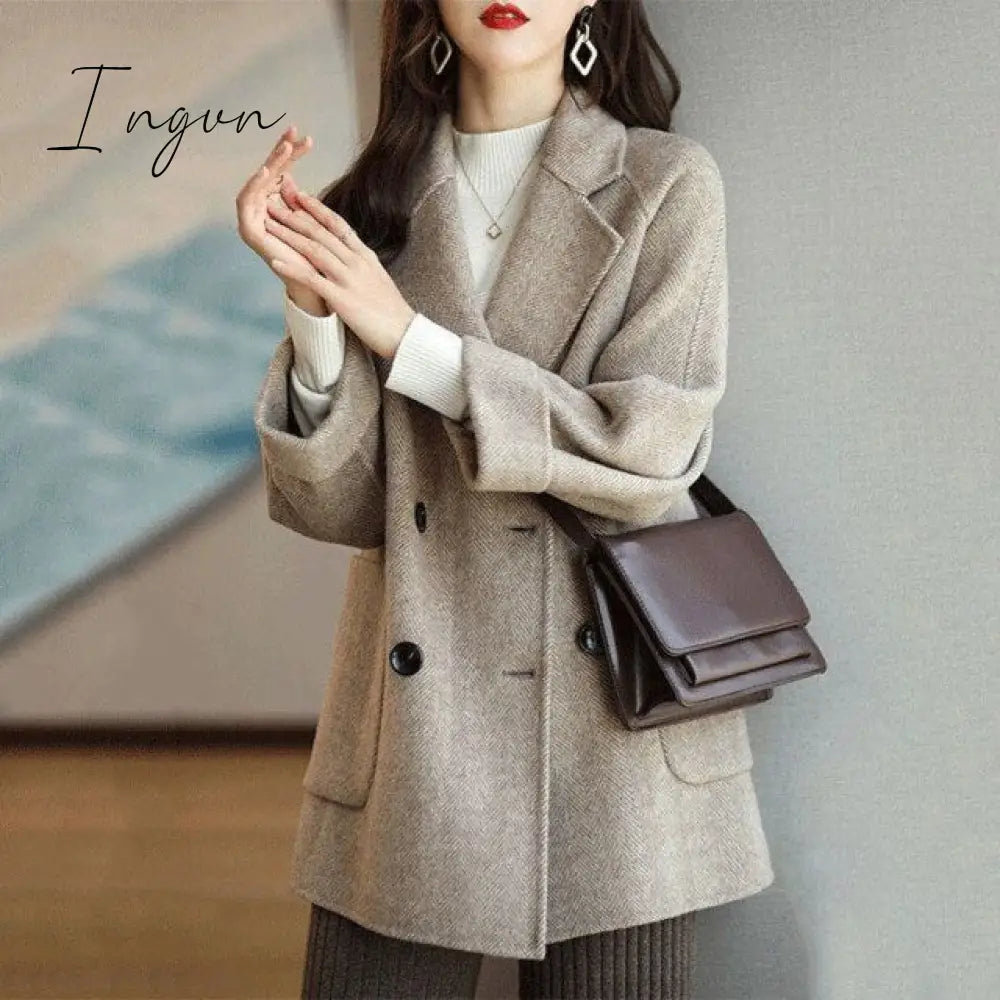 Ingvn - Autumn And Winter New Fashion Women's Jacket Loose Leisure All-Match Western Style High-End Woolen Female Coat