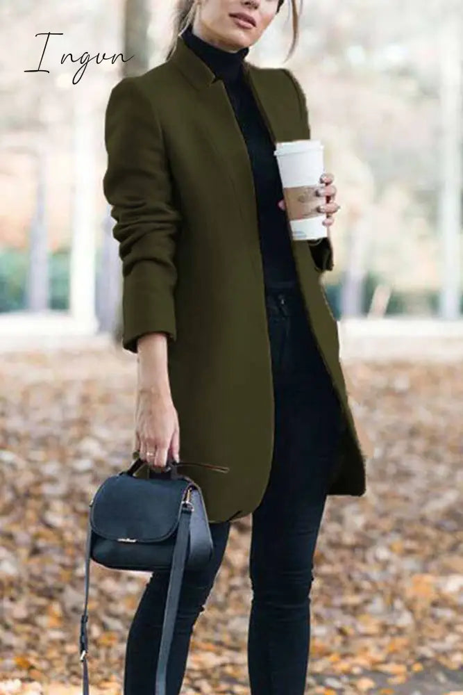 Ingvn -  Stand-up Collar Elegant Coat (6 Colors)