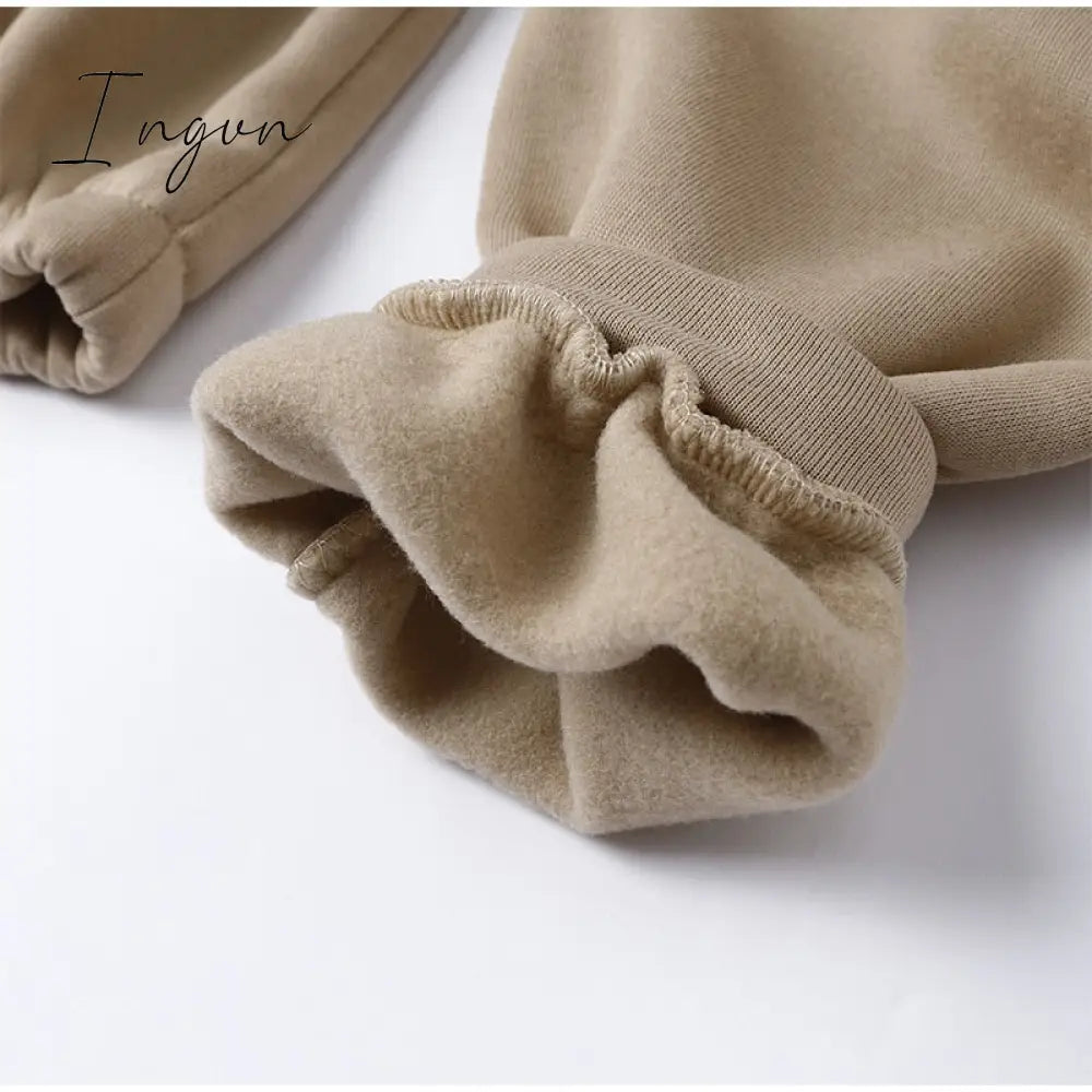 Ingvn - Fashion Casual Fleece Tracksuits Women Solid Warm 2 Piece Set Loose Hoodies And Sweatpants Suit Autumn Winter Sportswear Outfits