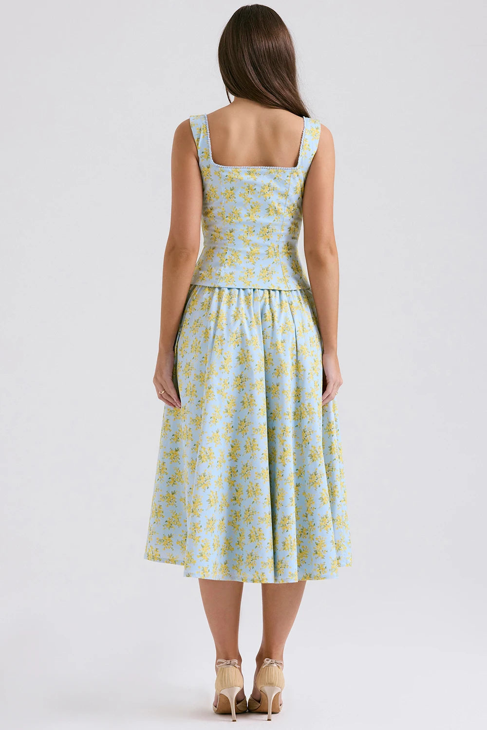 Summer Floral Print 2 Piece Dress Set 2024 Casual Elegant and Beautiful Women Dresss Midi Party Holiday Dress Sets