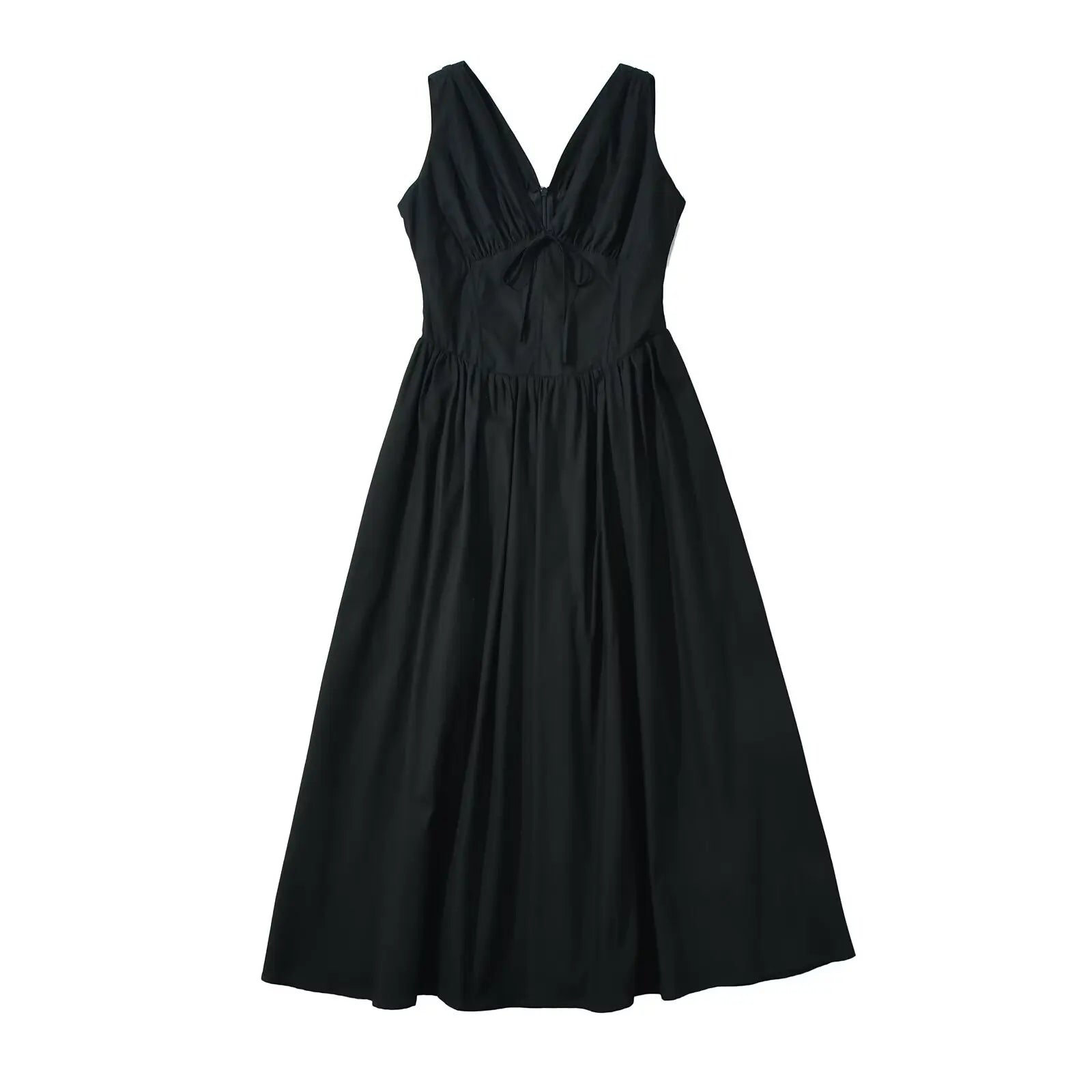 New Women Bow V Neck Floral Print Tank Summer Dress Sexy Sleeveless High Waist Elegant Holiday Party Dresses Midi Robe