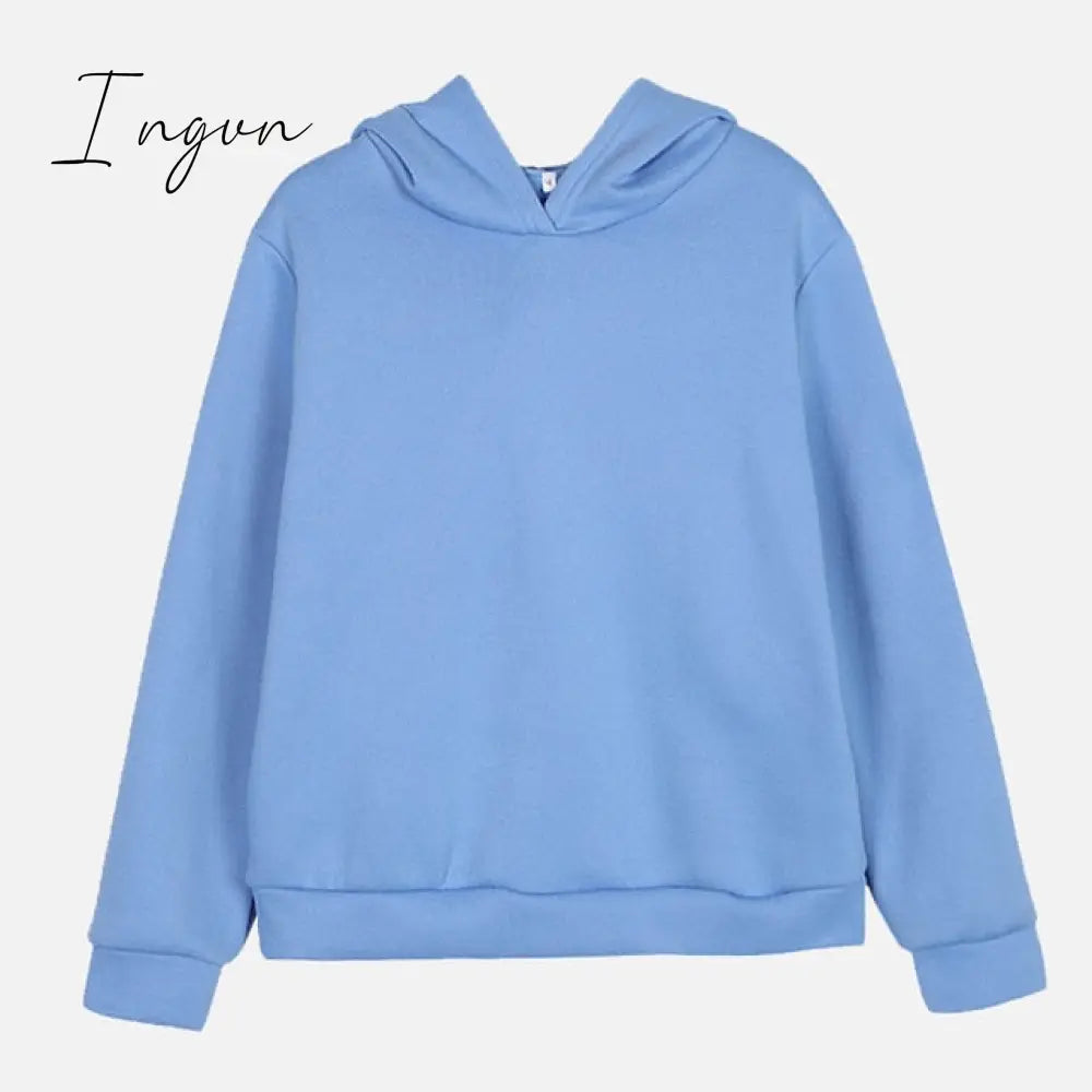 Ingvn - Women Elegant Solid Sets For Women Warm Hoodie Sweatshirts And Long Pant Fashion Two Piece Sets Ladies Lace Up Sweatshirt Suits