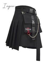 Ingvn - Preppy Style Women Skirts Spring Summer Skirts Female High Waist Lace Up Big Hem Mini Skirt For Girls A-Line Skirt
