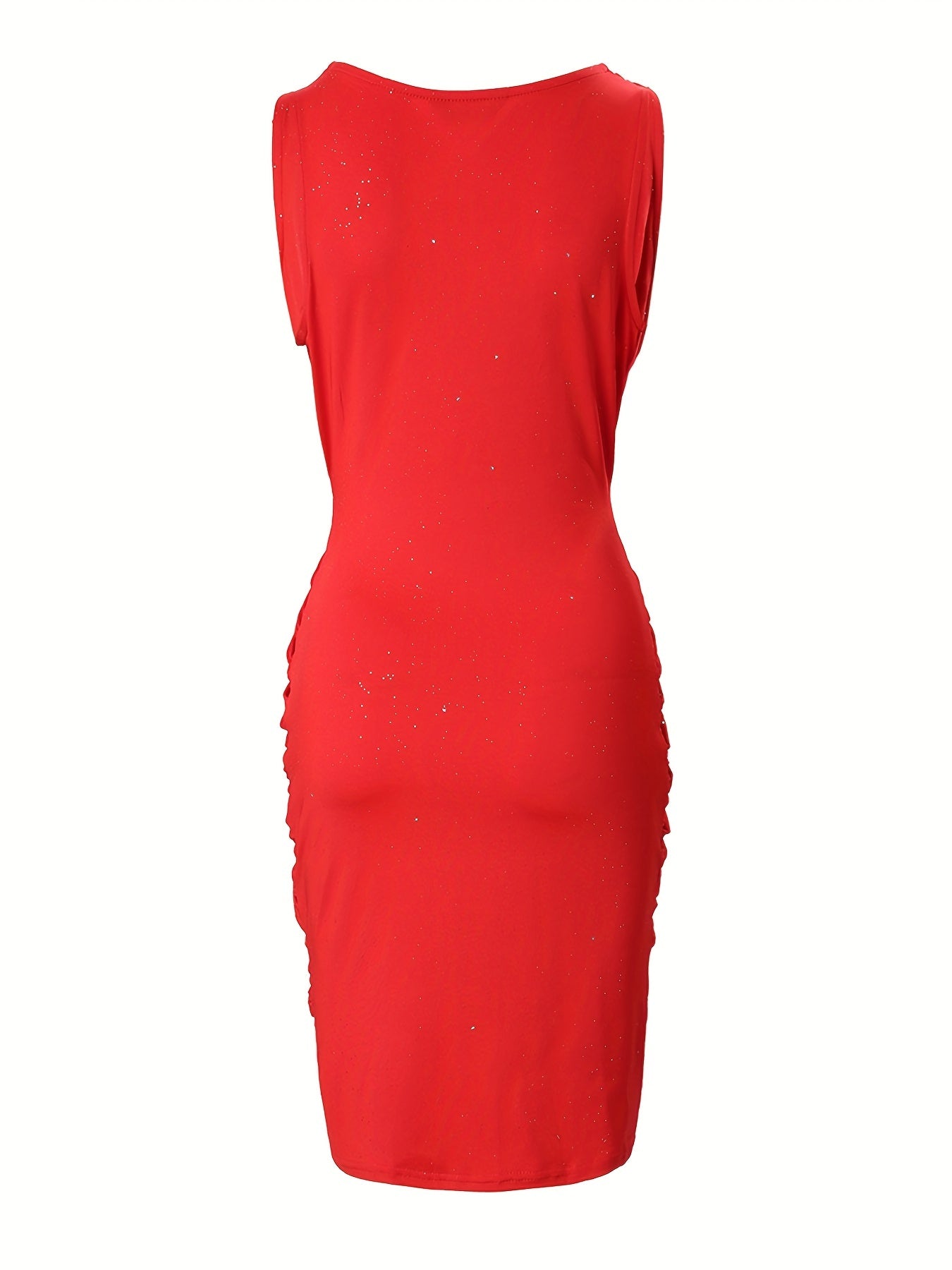 Chic Twist Front Ruched Bodycon Dress - Alluring Sleeveless V-Neckline, Figure-Enhancing Fit for Stylish Women