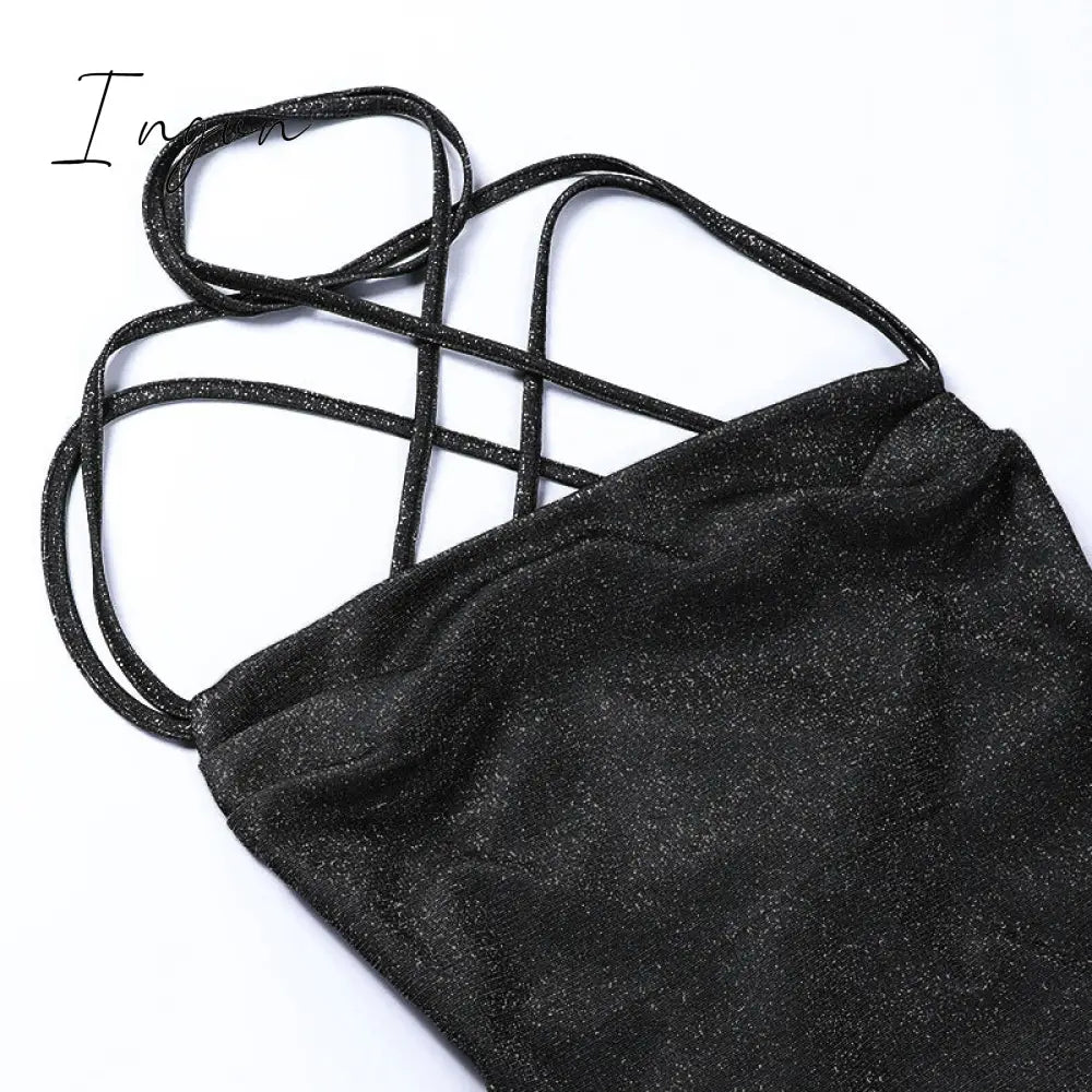 Ingvn - Women Sequin Sparkly U Neck Bodycon Mini Dress Summer Exotic Tight Elegant Party Evening Luxury Fashion Sexy Formal Dresses