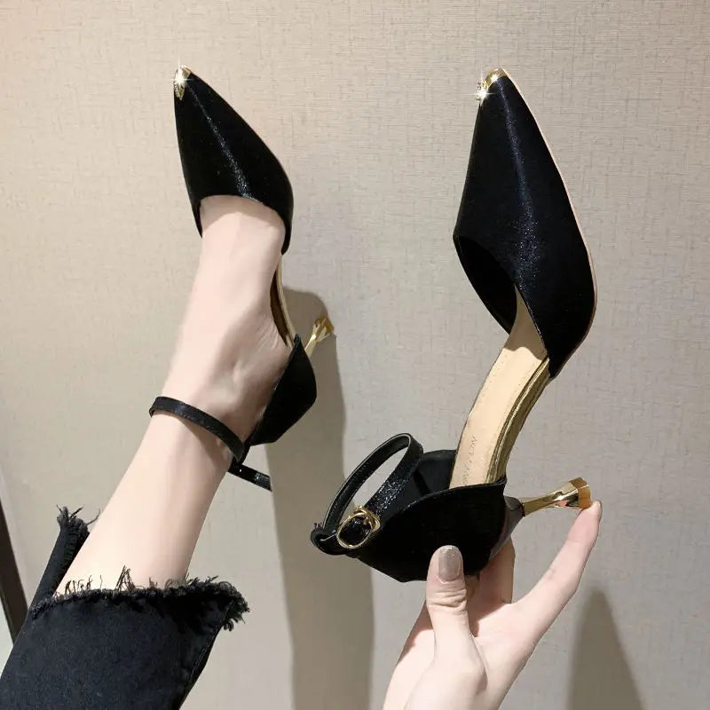 Ingvn  Sandals for Women Blue Ladies Shoes Stiletto Summer  Party Weddings Footwear Pointed Toe Closed Thin Heels on Offer H Luxury