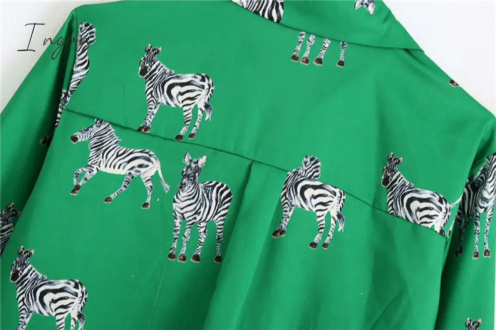 Ingvn - women satin blouse long sleeve zebra print shirts vintage office ladies tops femme chandails fashion blusa de mujer Chandails