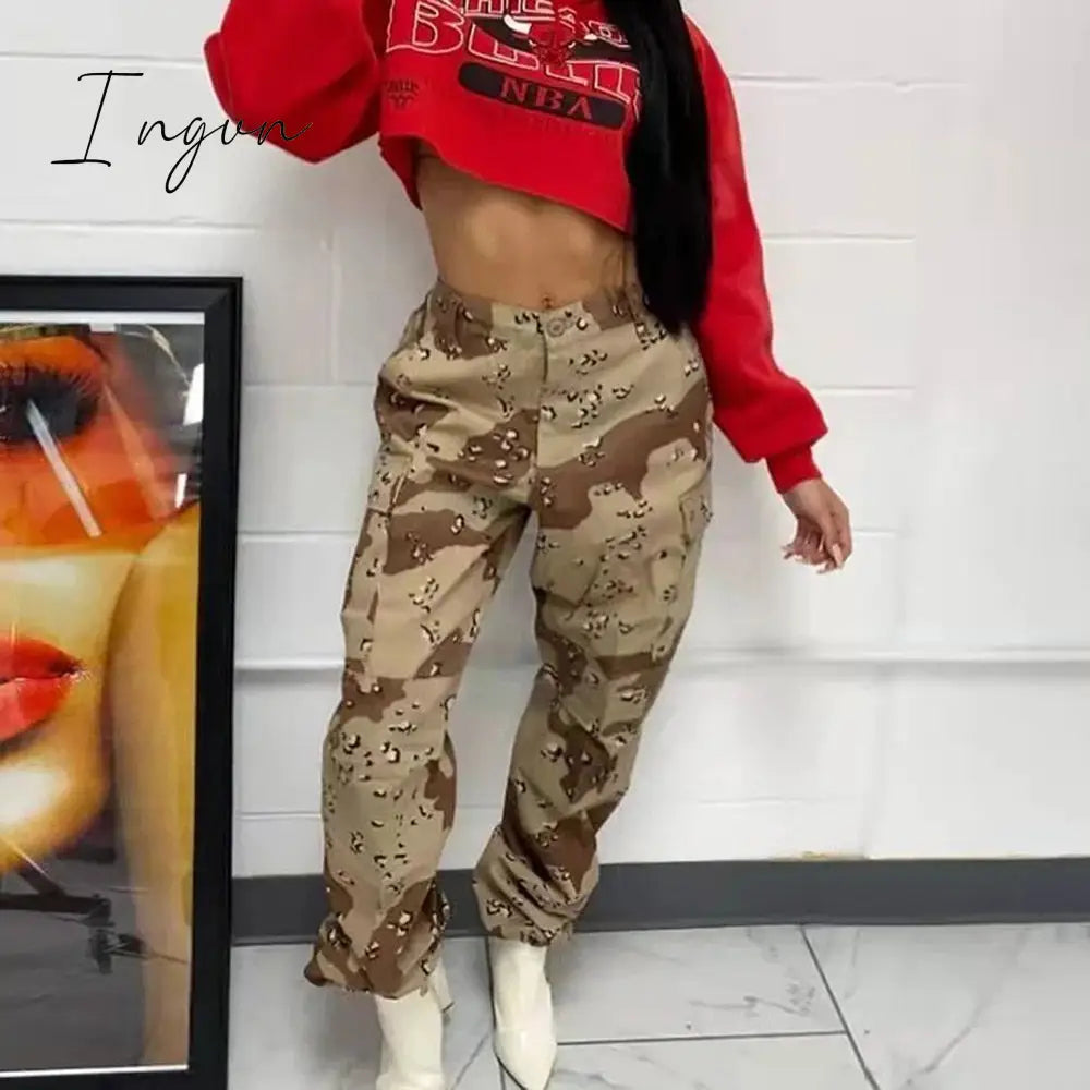 Ingvn - Fall New European and American Womens Clothing Trendy Fashion Pocket Camouflage Pants Women Casual Pants