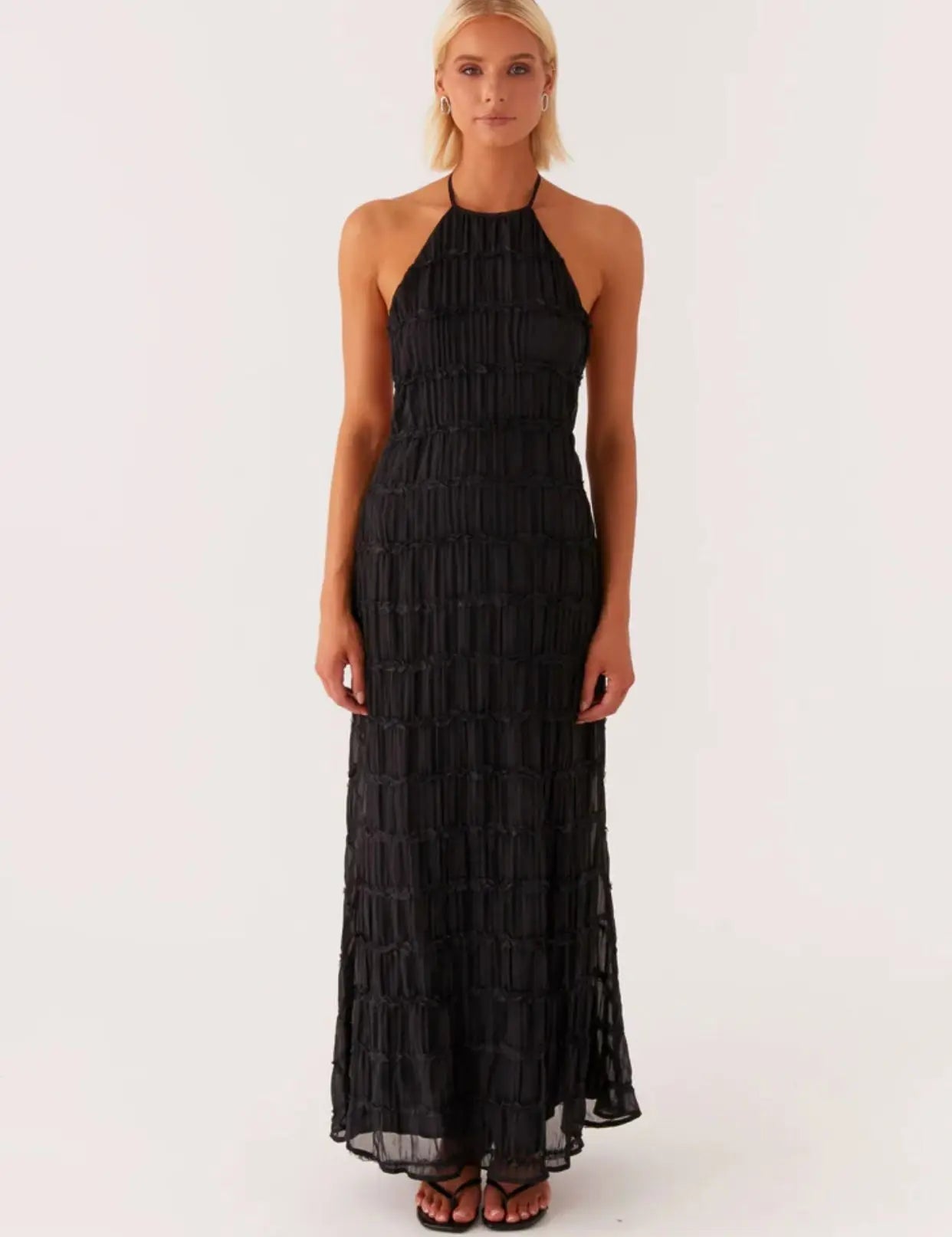 Halter Backless Sexy Maxi Dress For Women Spring Summer New Lace-up Sleeveless Pleated Beach Holiday Long Dress Elegant