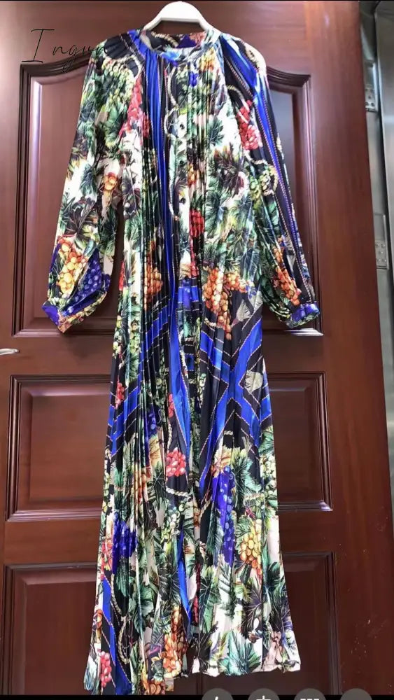 Ingvn - Retro spring and autumn new retro temperament breasted bow halter dress women's long-sleeved irregular knee-length dress