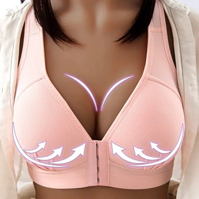 Sexy Plus Size Push Up Bra Front Closure Solid Color Brassiere Wire Free Bralette Seamless Bras For Women Hot Sale
