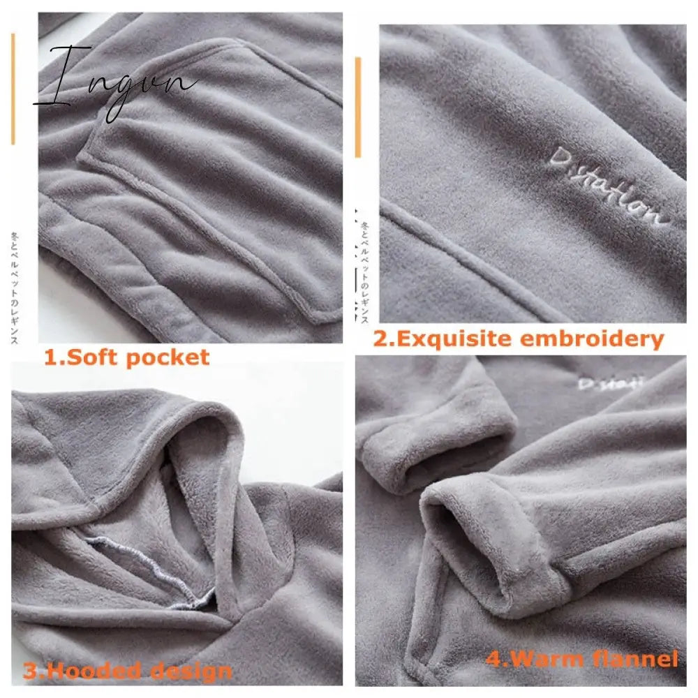 Ingvn - Women Winter Pajamas Set Dropshipping Warm Homewear Winter Sleepwear Female Flannel Pajamas Home Pants Warm Home Clothes Suit