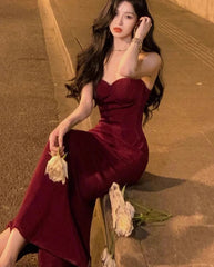 Vintage Designer Fashion Sexy Slim Fit Bodycon Dress for Women Long Party Club Prom Evening Strap Midi Dresses Summer Robe