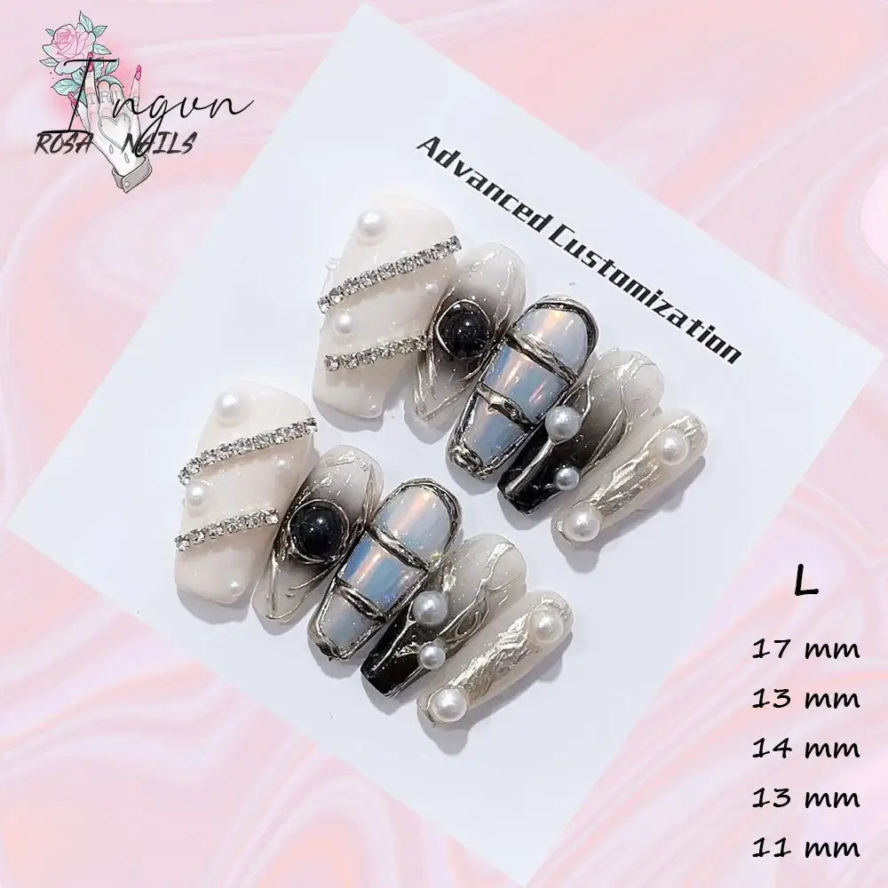 Punk Dragon Charms Press on Nail Artificial Long False Nails XS Black Dragons Goth Presson Tips Butterfly Fake Nail y2k Pressons