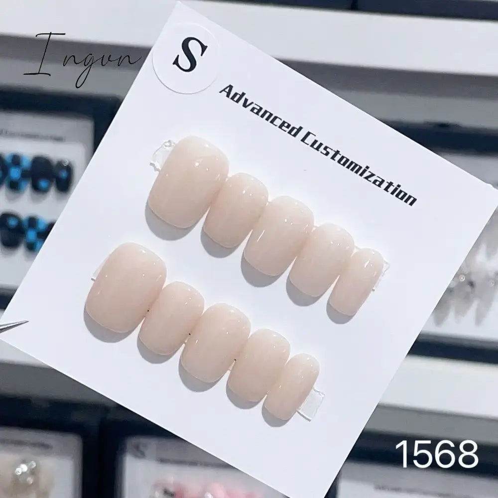 Bow Ice Translucent Sense Handmade Wearable Fake Nail Gradient AB Asymmetric Almond False Nails Trim Nail Shape Nail Decoration