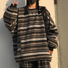 Ingvn - Retro Classic Striped Loose Sweater