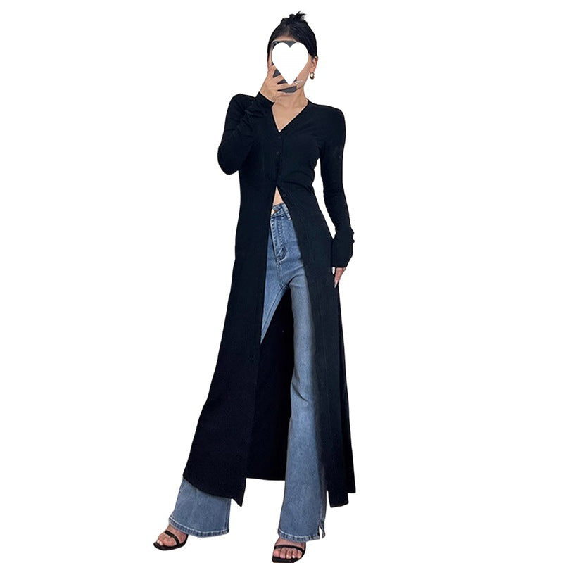 Pphmm 2000s fashion French Royal Sister Style Knitted Split Dress Autumn and Winter New Women's New Year Battle Gown Dress
