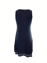 Bohemian Chic Floral V-Neck Dress - Breezy Sleeveless Design - Perfect for Summer Outings - Women's Fashion