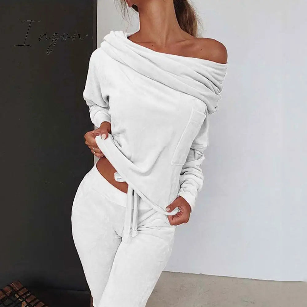 Ingvn - Autumn Velour Lounge Set Women  Two Piece Sets Velvet Velour Tracksuit Ladies Sweatsuit 2 Piece Outfits For Women