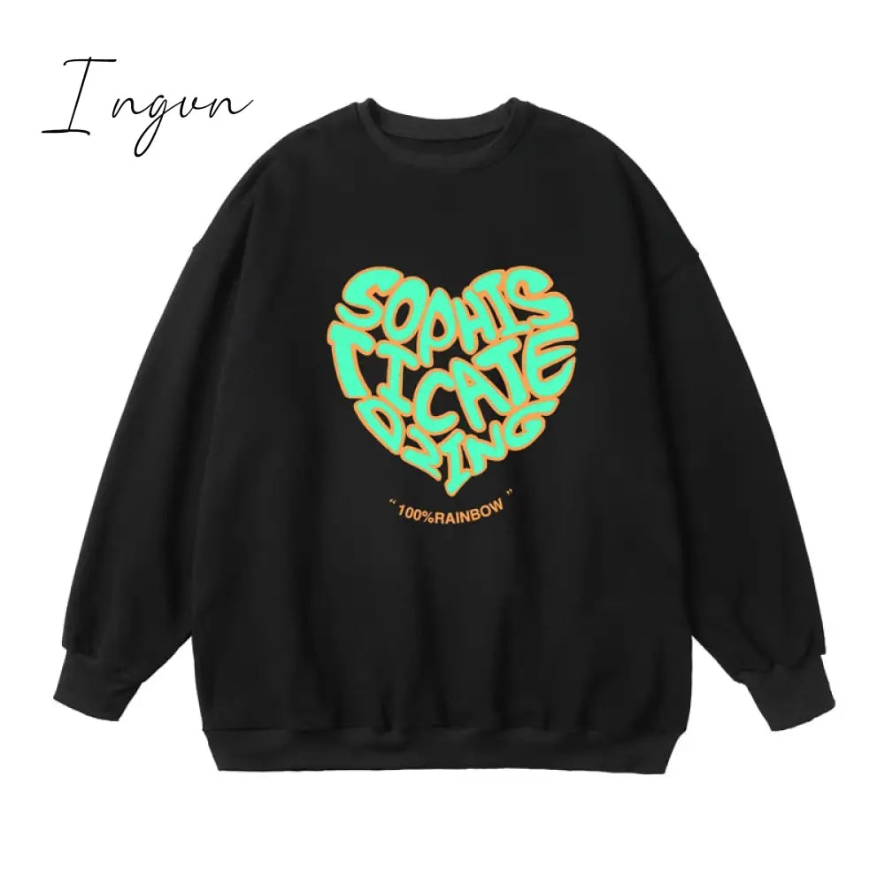 Ingvn - Women Letter Designer Love Y2k Hoodies Female Harajuku Korean Fashion Sweatshirts Girl Vintage Streetwear Hoodie