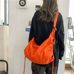 INGVN  Crossbody Bags for Women High-capacity Korean Simple Preppy Chic Solid Shoulder Handbags  New Casual Fashion Y2k Canvas Bag