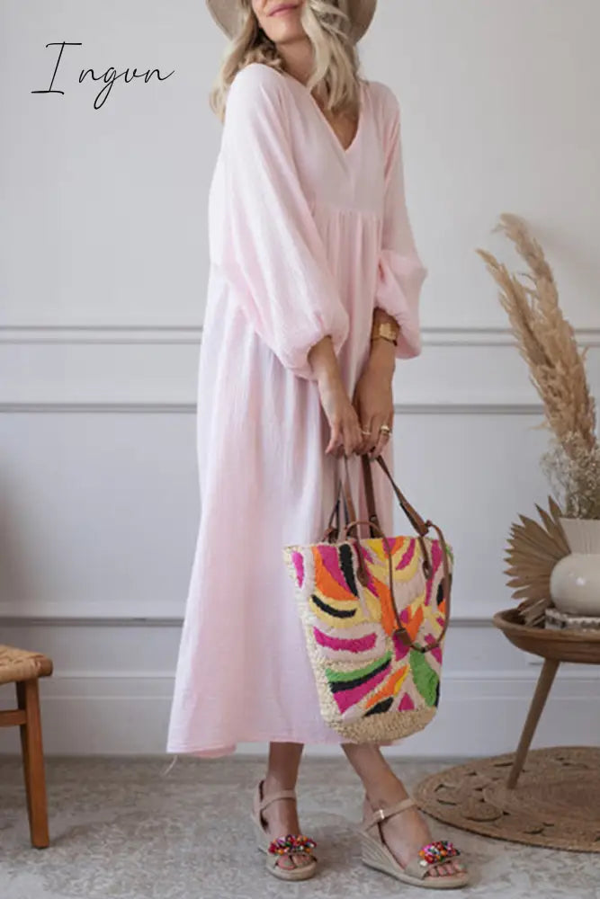 Ingvn - Casual Simplicity Solid Patchwork A Line Dresses(3 Colors)