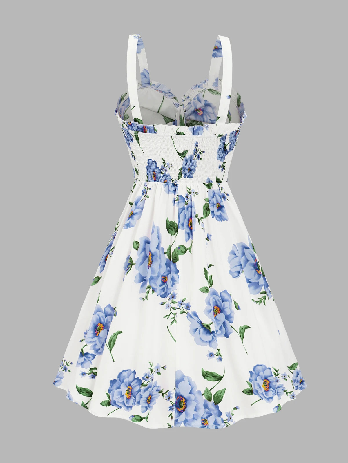 2025 Women's Beach Dresses Floral Print Vacation Sundress Garden Party Dress Summer Ruffled Bowknot Mini Dress