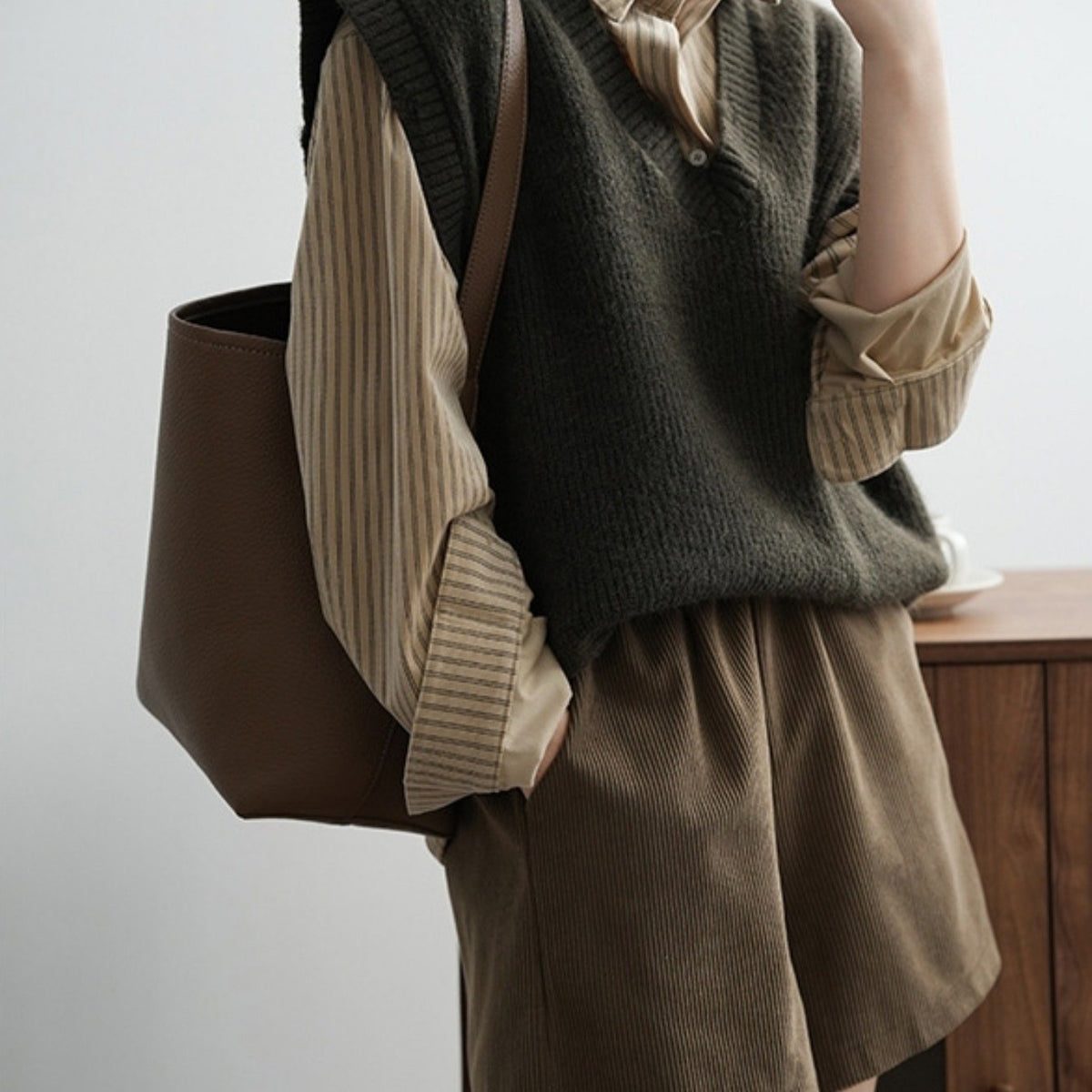 Solid V Neck Knitted Vest, Casual Sleeveless Loose Sweater Vest, Women's Clothing