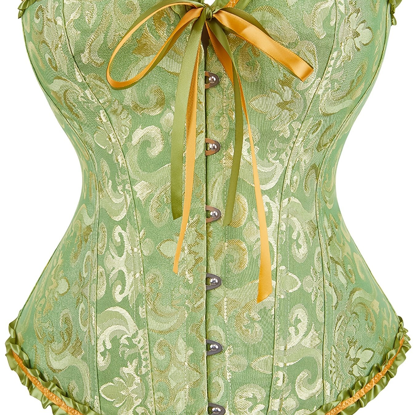 Flirty Ruffle Strapless Corset Bustier - Firm Tummy Control with Lace-Up Back - Luxurious Jacquard Womens Shapewear