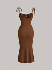 Sultry Bodycon Dress - Mid Elasticity, Drawstring Ruched, Spaghetti Strap, Machine Washable, Sexy Solid Color Party Dress for Women - Summer Essential