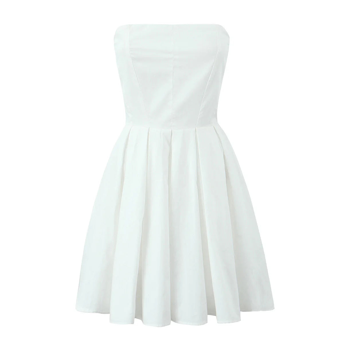 Women Pleated Hem Red Strapless Dress Sexy Elegant Christmas Party Mini Dress Female Fit And Flare Pretty Birthday Robe