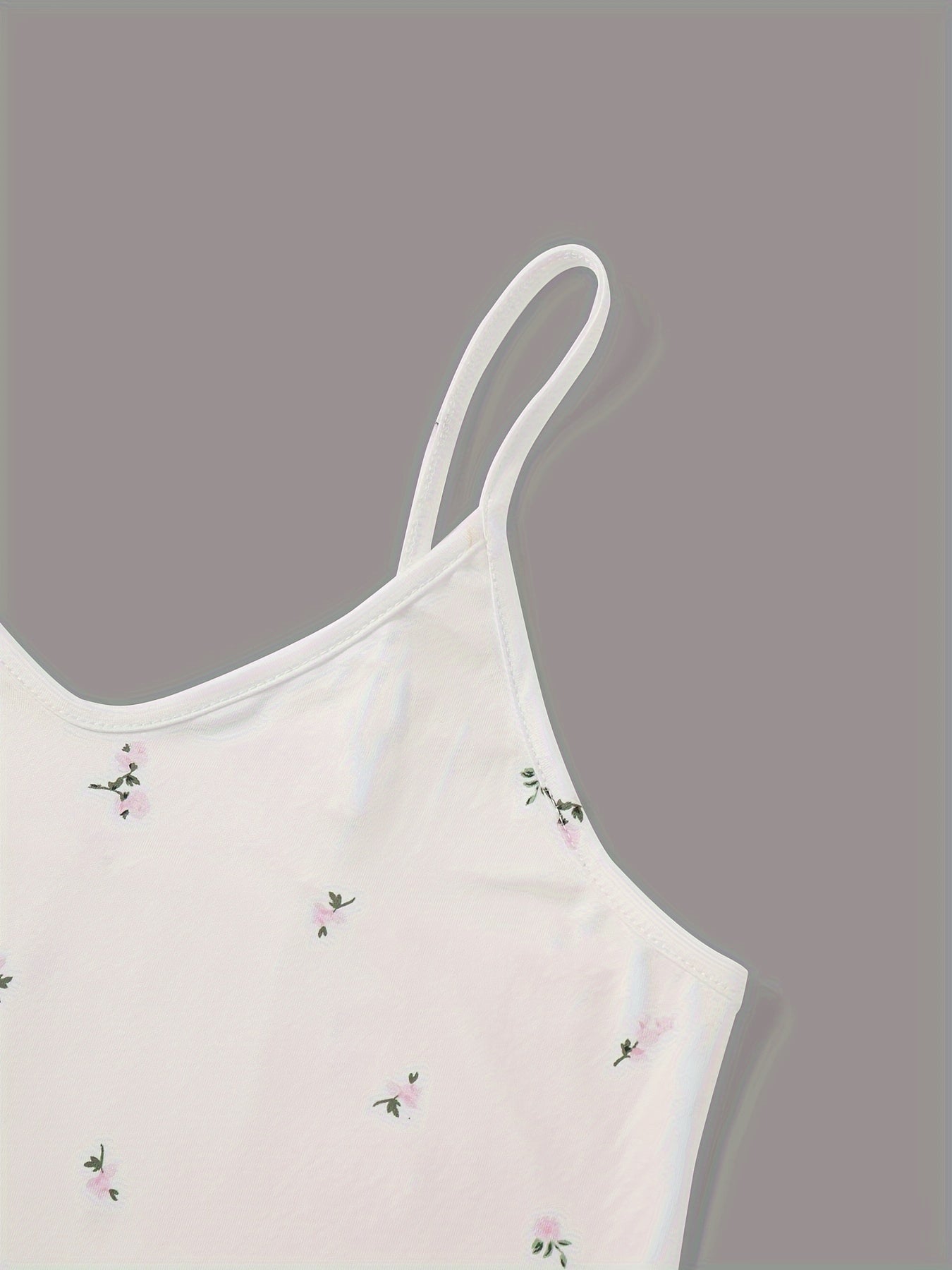 Womens Elegant Ditsy Floral Print Midi Slip Dress - Soft Micro Elasticity V Neck Backless Design, Comfortable Knit Fabric, Random Printing, Perfect for Home Wear All Seasons