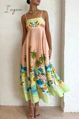 Ingvn - Casual Vacation Floral Patchwork Sling Dress Dresses