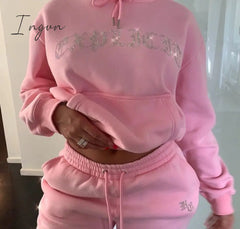 Ingvn - Tracksuit 2 Piece Women Set Oversize Hoodies Sweatshirt Loose Sweatpants Joggers Sport Suit Women Outfits Sweatsuit