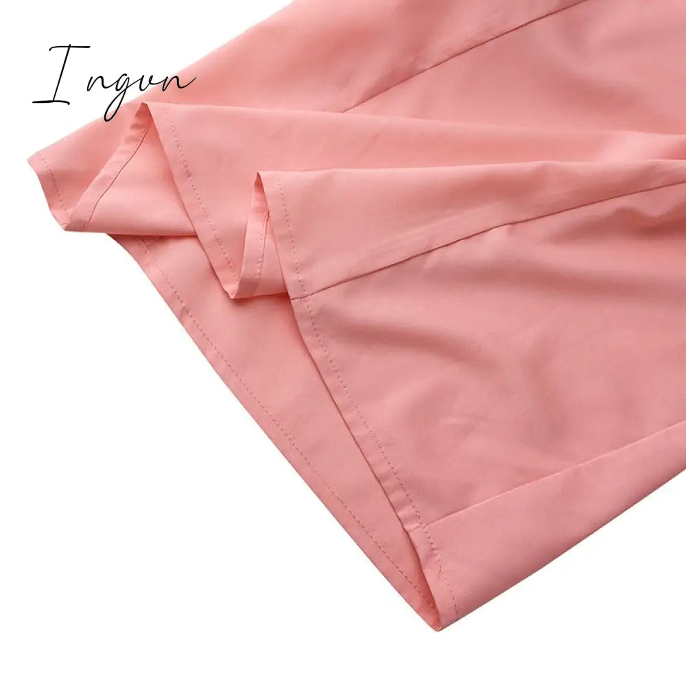 Ingvn - Women Elegant High Waist Wide Leg Pants Spring Vintage Flare Trousers Casual Solid Zipper Pantalon Female Palazzo