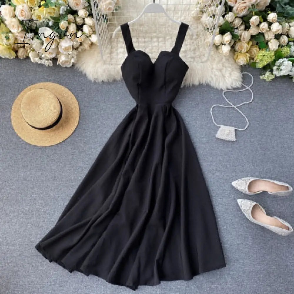 Ingvn - Summer Robe Dress Women V Neck Long Party Dresses Sexy Tank Backless Spaghetti Strap Maxi Female Holiday Vestidos