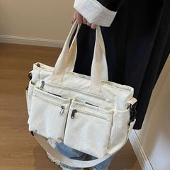 Ingvn  Large Capacity Corduroy Women Tote Bag Classic Korea Style Elegant Shoulder Bag Traveling Multilayer Thick Classy Crossbody Bag