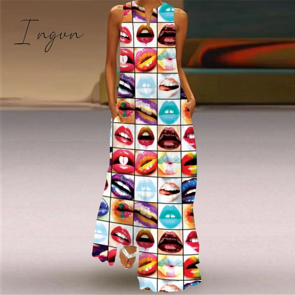 Ingvn - Summer Long Dress Elegant Robe Dress Party Sleeveless Dresses Women Casual Sundress Vintage Maxi Dresses For Women