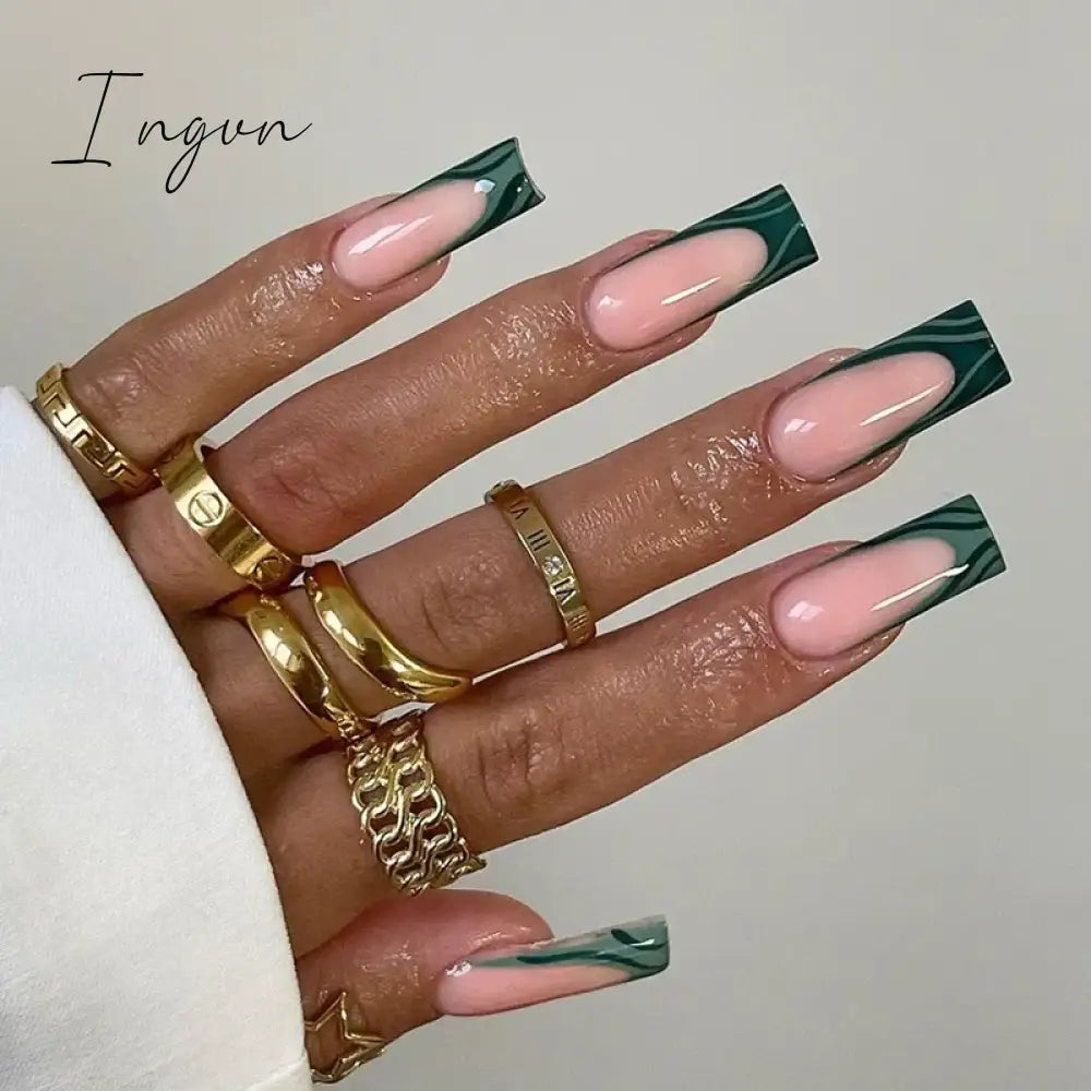 24Pcs French Tip  Press on Nails Short Coffin False Nails Simple Wearable Fake Nails Frosted Full Cover Press on Nail Tips Art