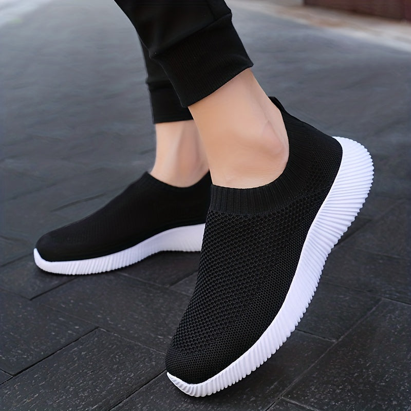 Women's Breathable Mesh Sneakers, Casual Slip On Outdoor Shoes, Lightweight Low Top Shoes plus size