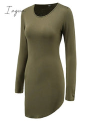 Ingvn - Women Dress New Autumn Sexy Solid long sleeve Mini Dresses