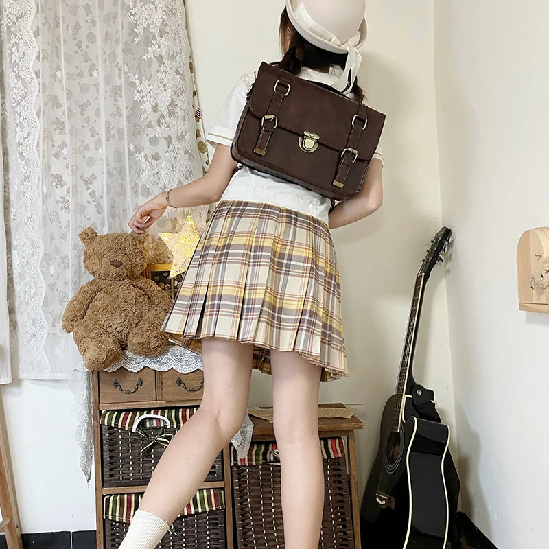 INGVN  Japanese Vintage Solid Preppy Backpacks Girls Casual Students All Match Simple Shoulder Bags Women Trendy Y2k Fashion Handbags