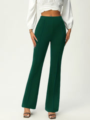 Elegant Women's High Waist Solid Flare Leg Pants for Work & Office, Stretchy and Comfortable