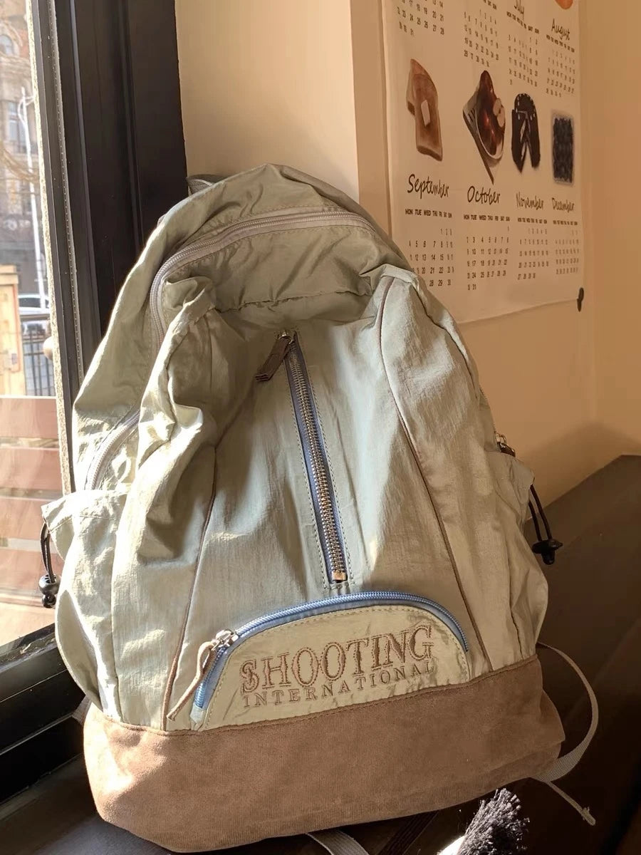 INGVN  Japanese Y2k Aesthetic Letter Embroidery Bags Women Korean Ins Vintage High-capacity Schoolbags College Student Casual Backpacks