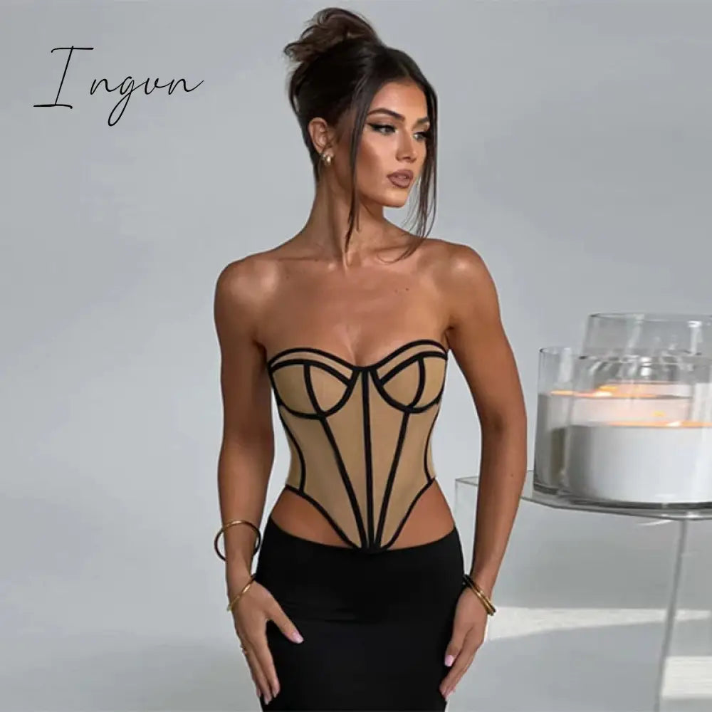 Ingvn - Strapless Sexy Club Party Tank Tops Women Vest Off-shoulder Sleeveless Corset Tops Female Fashion Skinny Crop Tops 2023