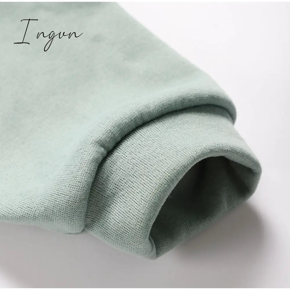 Ingvn - Women Fleece Two Piece Set Spring Winter Sports Warm Suit Casual Oversized Polo Zipper Sweatshirts And Trouser Tracksuits Set