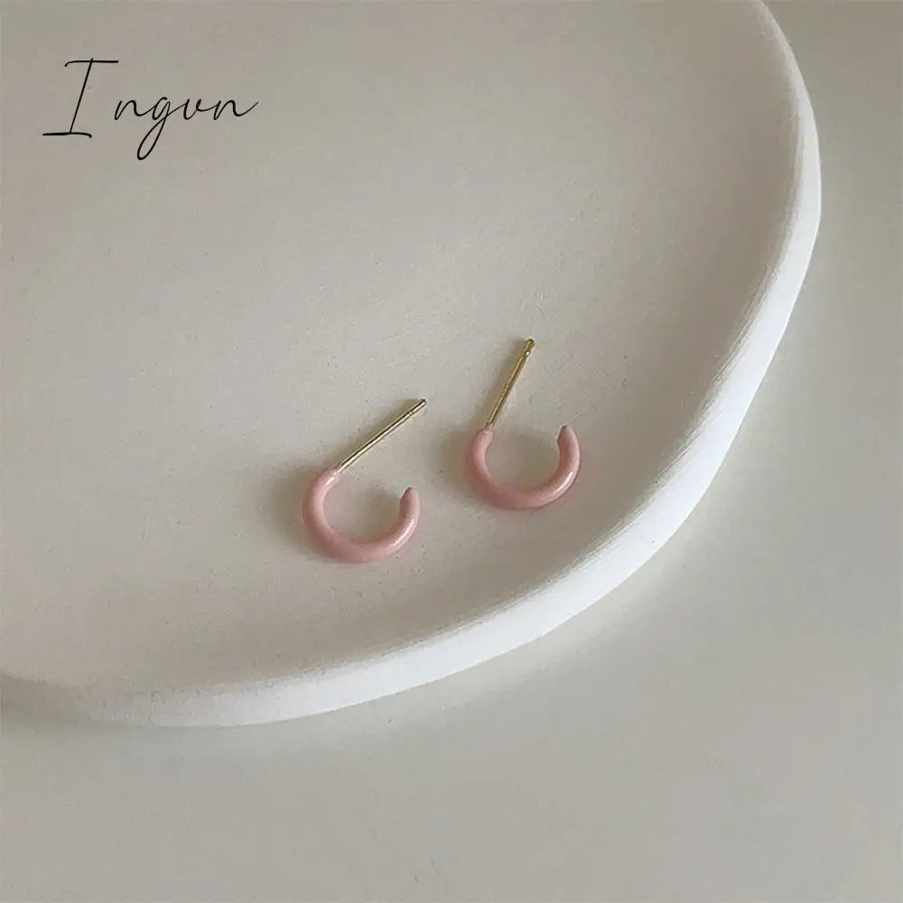 Trendy Simple Colorful Hoop Earrings for Women Exquisite Gold Plated Needle Studs Sweet Elegant Party Jewelry Girlfriend Gifts